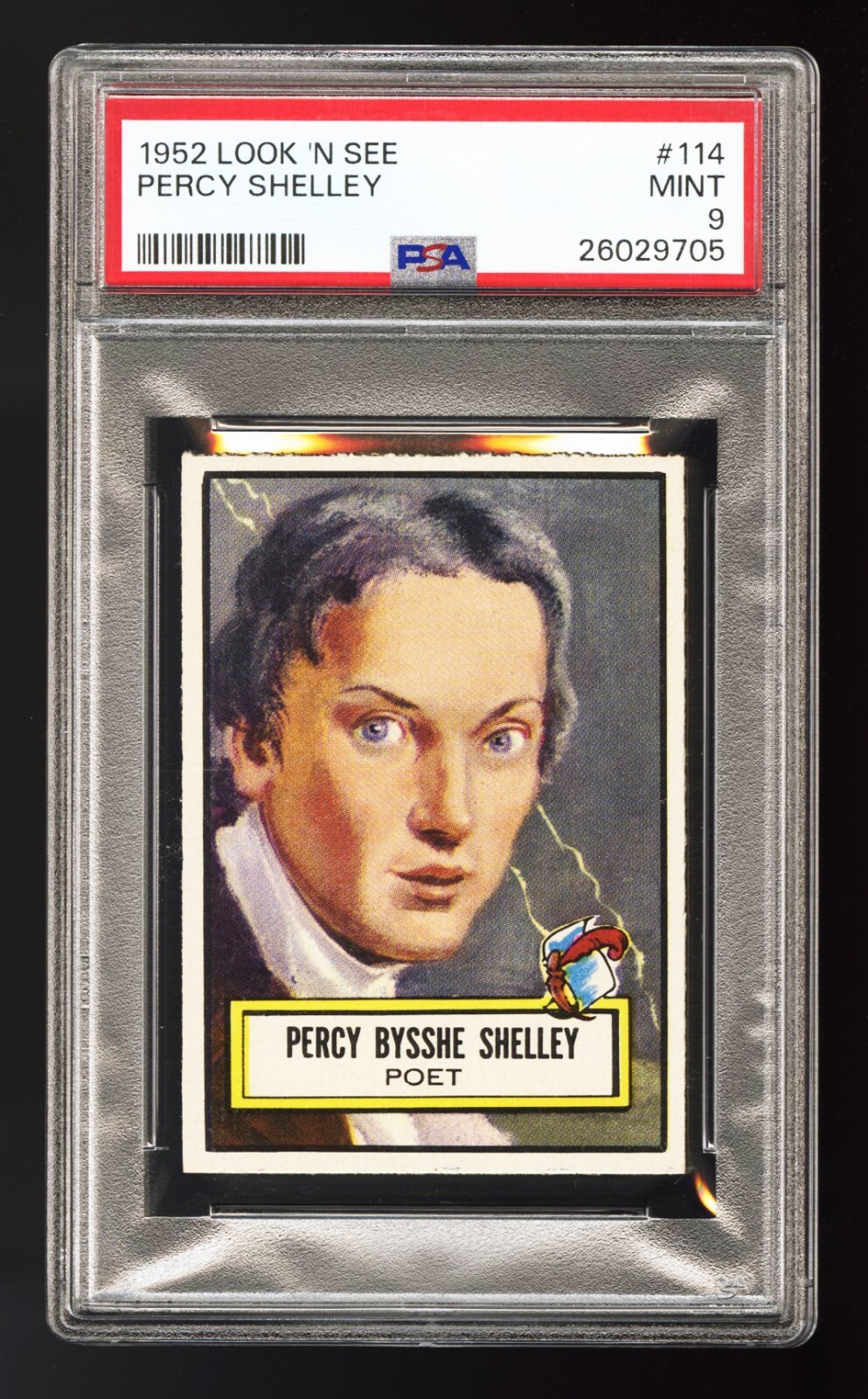 1952 Topps Look 'N See #114 Percy Shelley PSA 9 taglio di fabbrica recentemente classificato