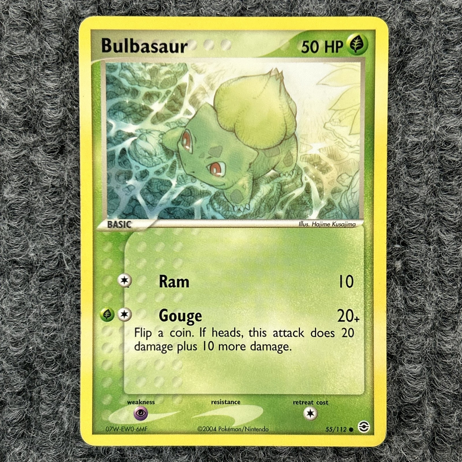 Pokemon Bulbasaur 55/112 EX carta collezionabile comune verde foglia rosso fuoco