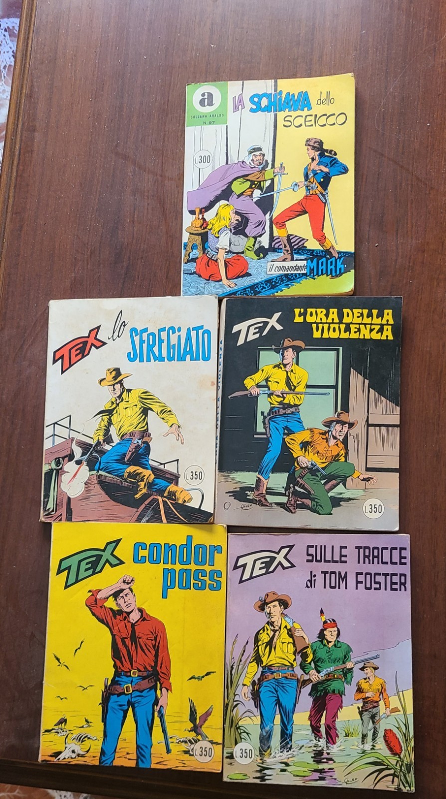 Lotto 5 Fumetti Vintage TEX WILLER Tre Stelle + COMANDANTE MARK Anni 70 Ristampe