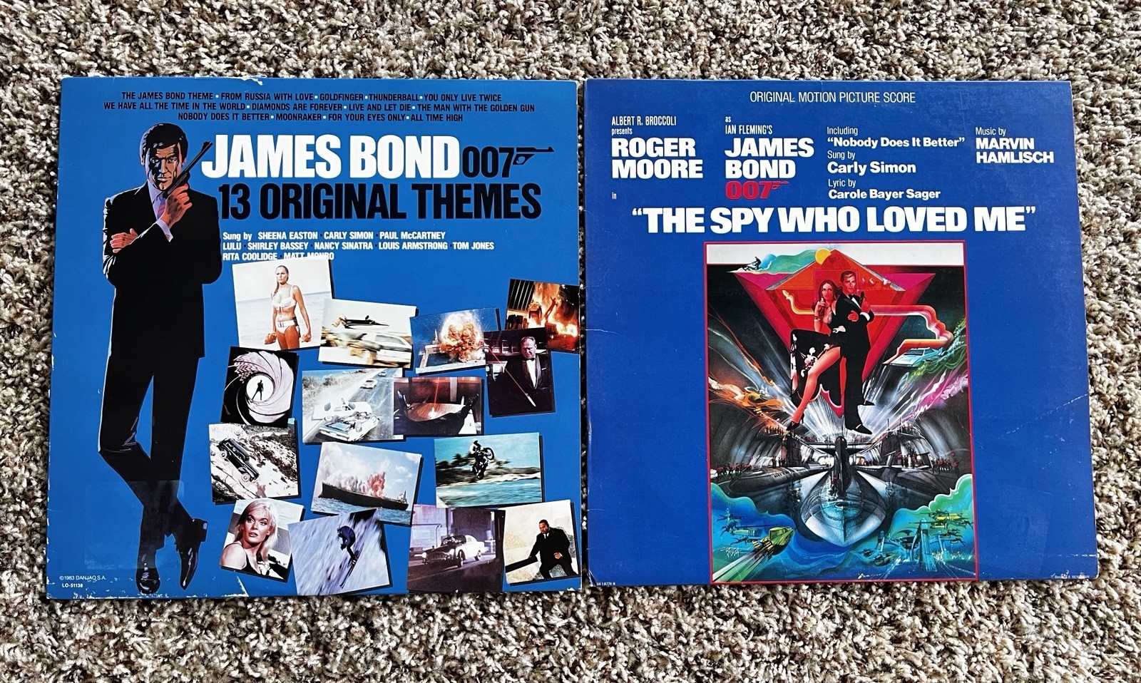 Vintage James Bond 007 Vinyl LP Lot - 13 Original Themes & The Spy Who Loved Me