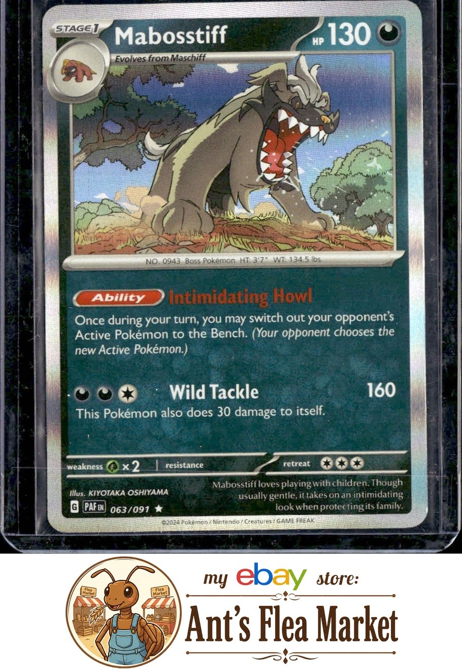 Mabosstiff #063/091 Near Mint or Better SV: Paldean Fates Rare, Reverse Holo