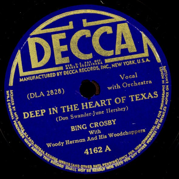 BING CROSBY Deep in the Heart of Texas / Let's all meet at my House 78rpm S2255