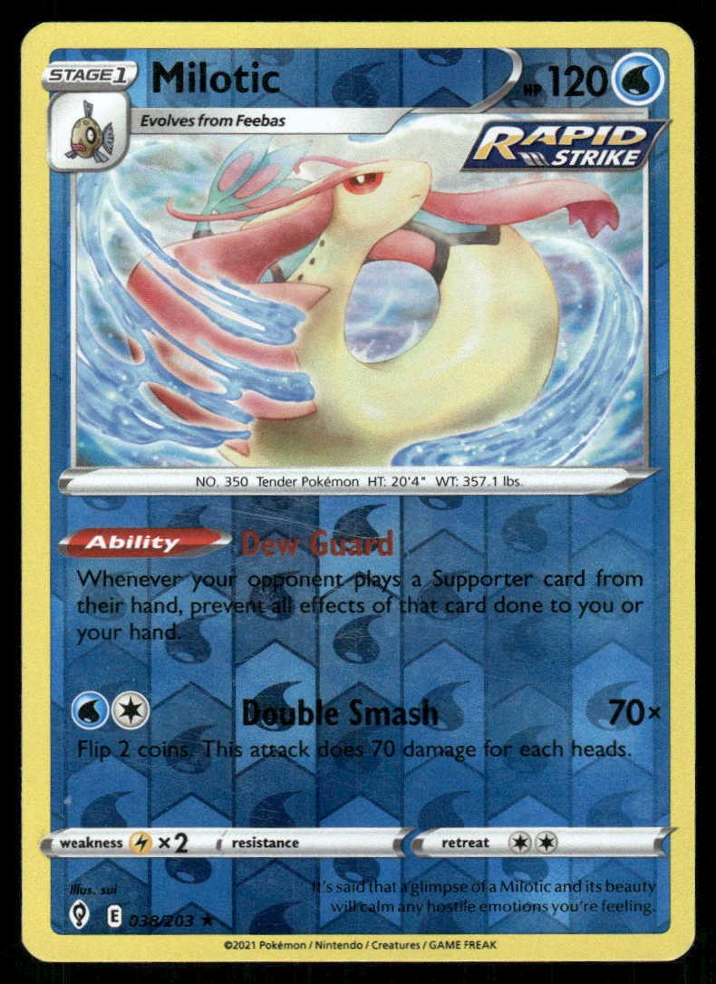 POKEMON MILOTIC EVOLVING SKIES 038/203 REVERSE HOLO R LP