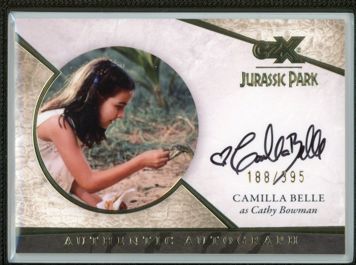 2026 Cryptozoic CZX Jurassic Park Camilla Belle Cathy Bowman Auto #188/395
