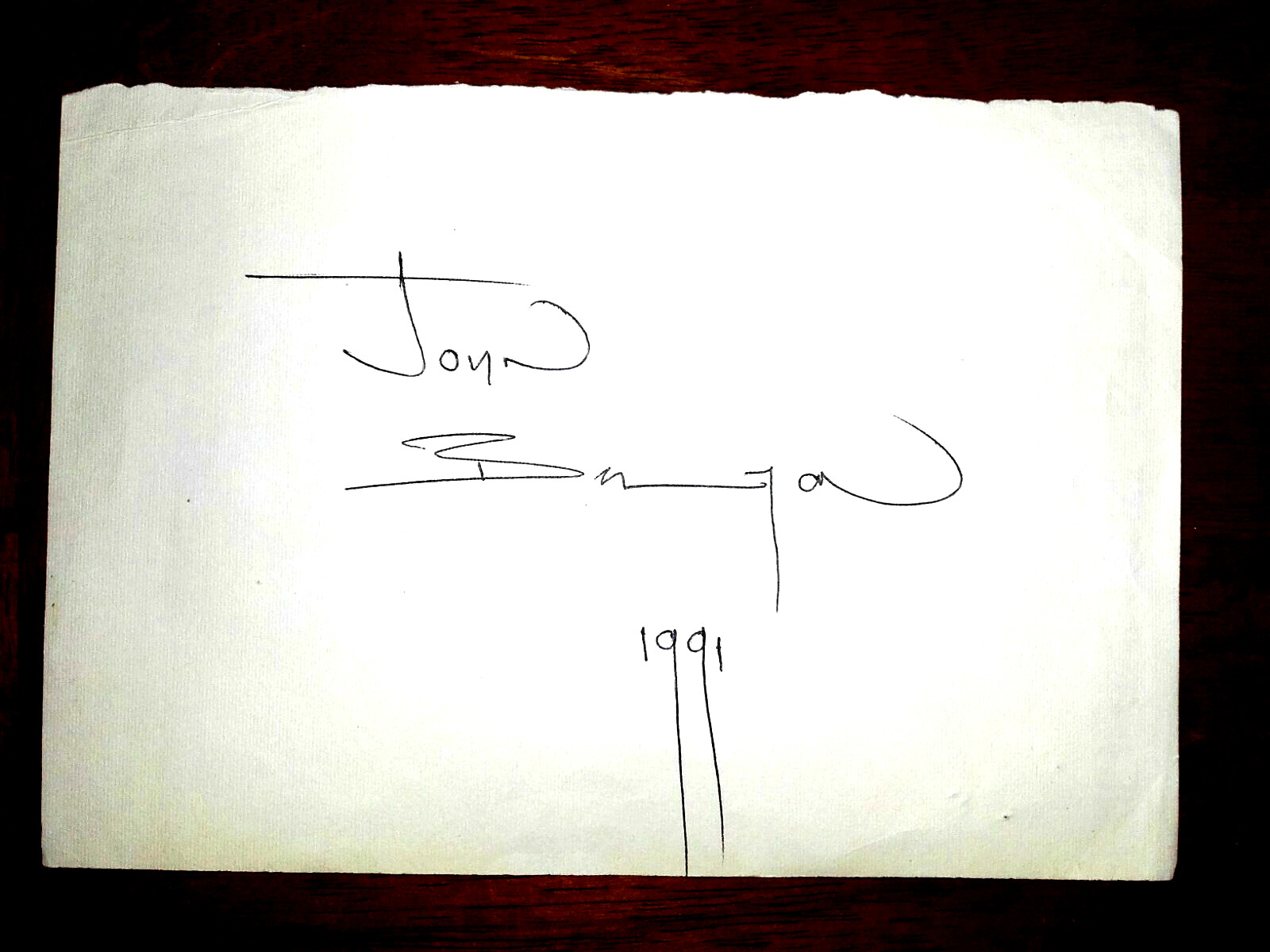 John Bolton 1991 autograph signed standard sheet autografo su carta da disegno