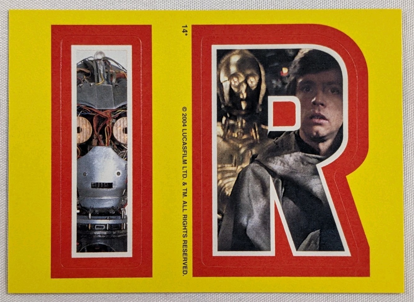 Carta adesiva lettera Topps Star Wars Heritage I R #14 C3PO puzzle Luke Obi-Wan