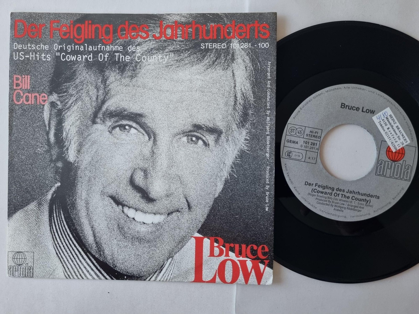 Bruce Low - Der Feigling Des Jahrhunderts 7'' Vinyl Germany/ CV Kenny Rogers