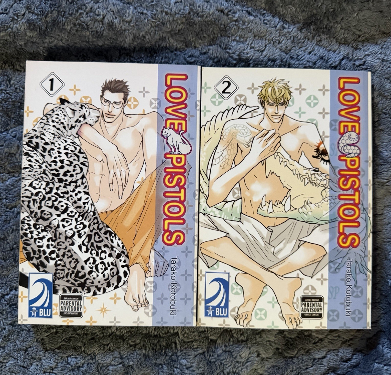LOVE PISTOLS (raro) inglese Yaoi Manga 1-2 di Tarako Kotobuki BLU brossura 2007