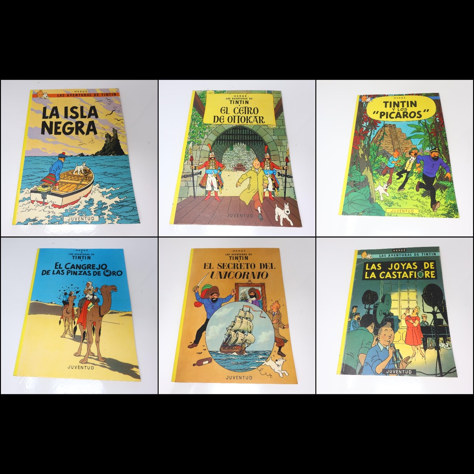 Las Aventuras de Tintín Hergé Juventud Spanish 6 Comics Lot La Isla Negra 90s PB