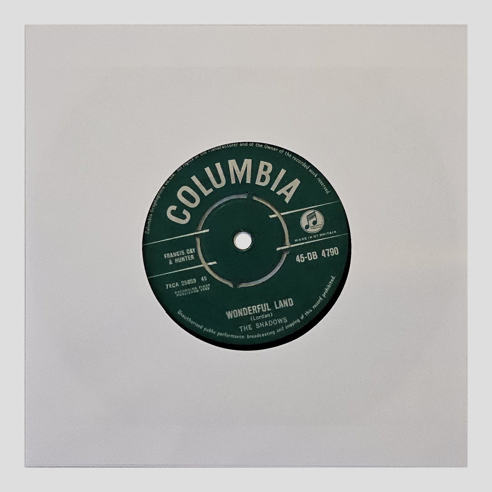 The Shadows - Wonderful Land - Vinile Musica 7" 45 RPM