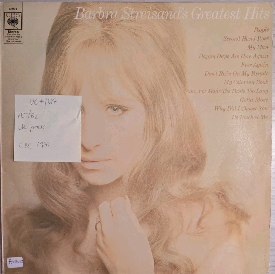 Barbra Streisand Greatest Hits  Vinyl Record VG+/VG CBS63921 1970