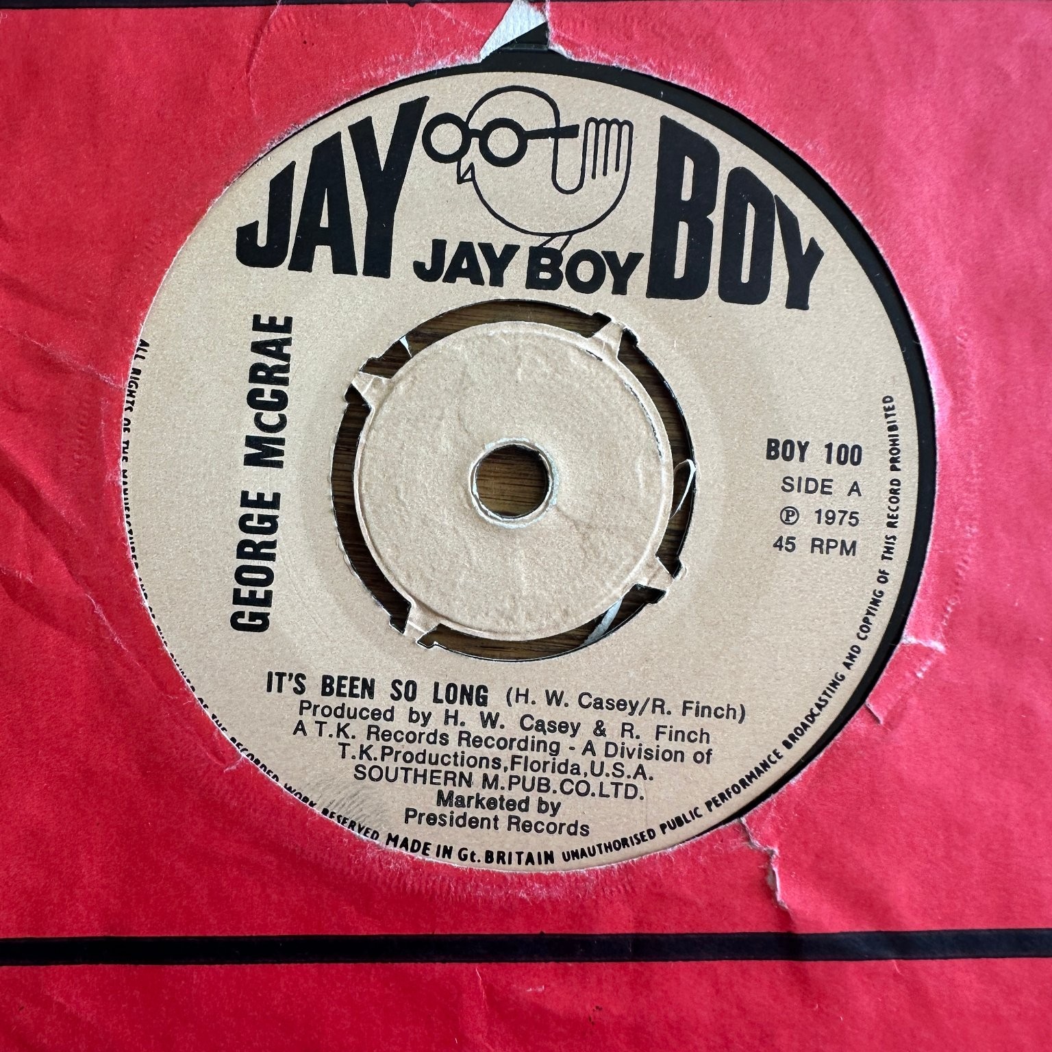 George McCrae – It's Been So Long 7" Single Record 1975 Jay Boy Disco Soul 45