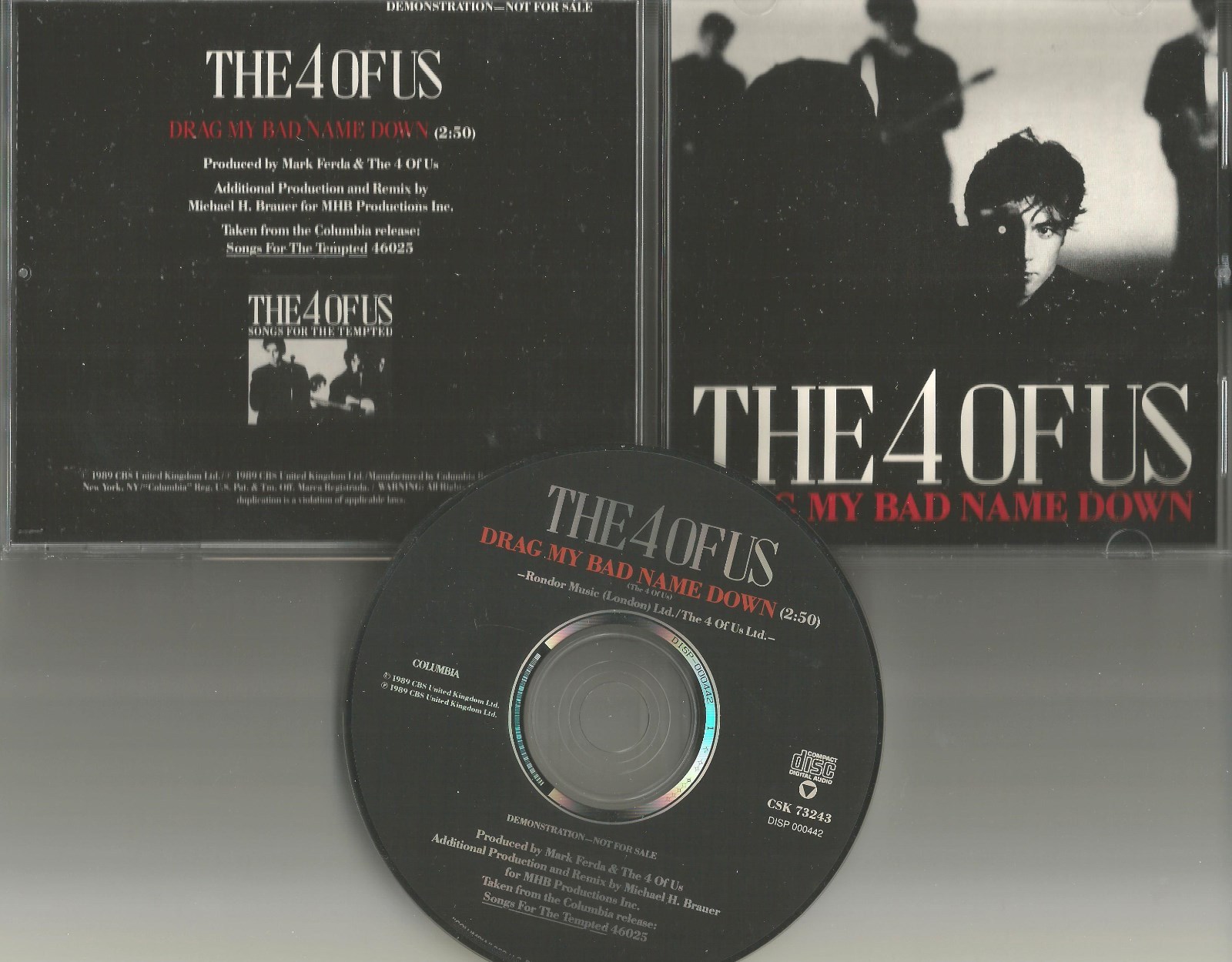 THE 4 OF US Drag my Bad name down PROMO DJ CD single USA 1989 BAND PHOTO 4ofus