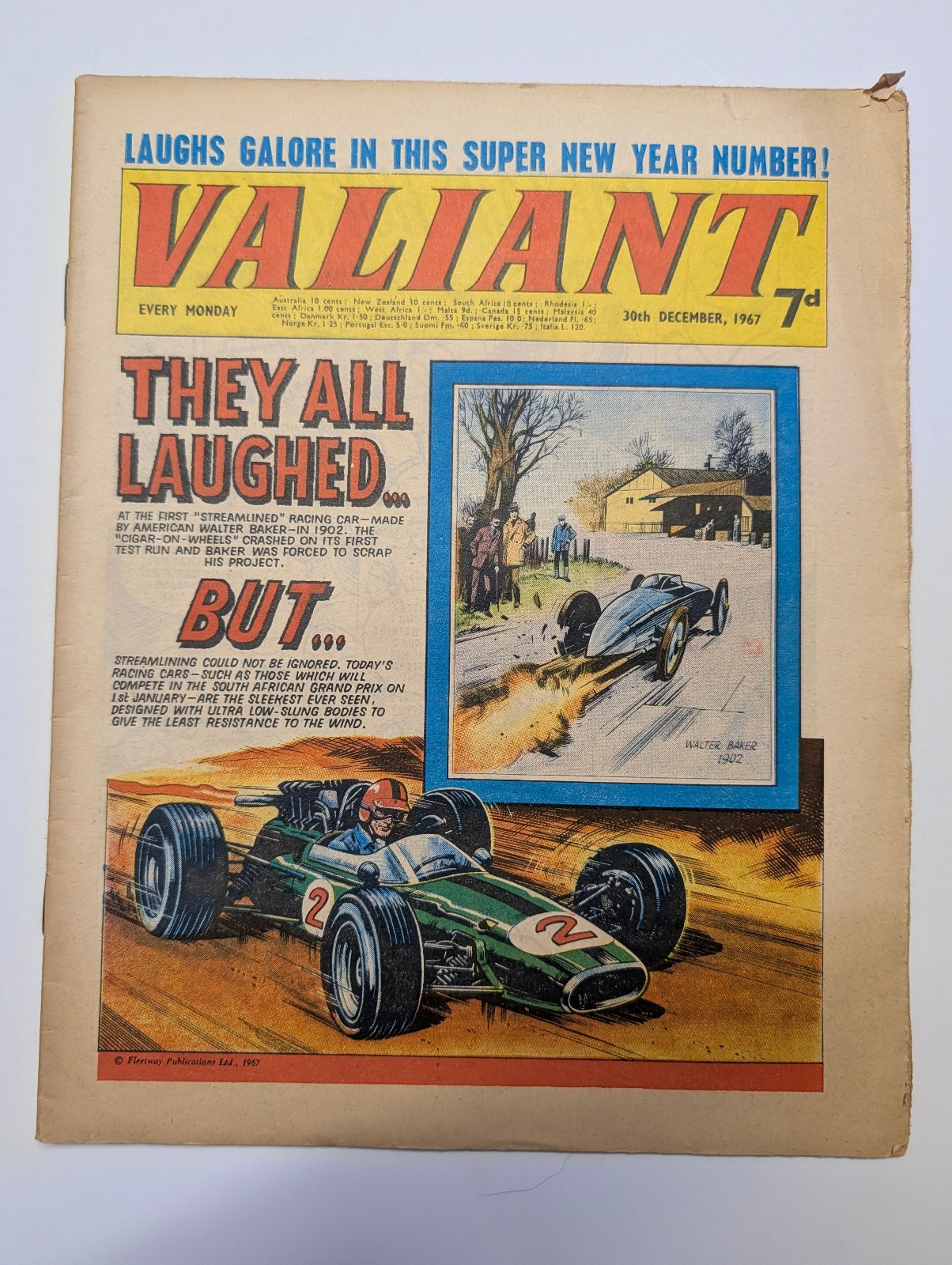 Valiant Comic 30th December 1967, Fleetway Publications.