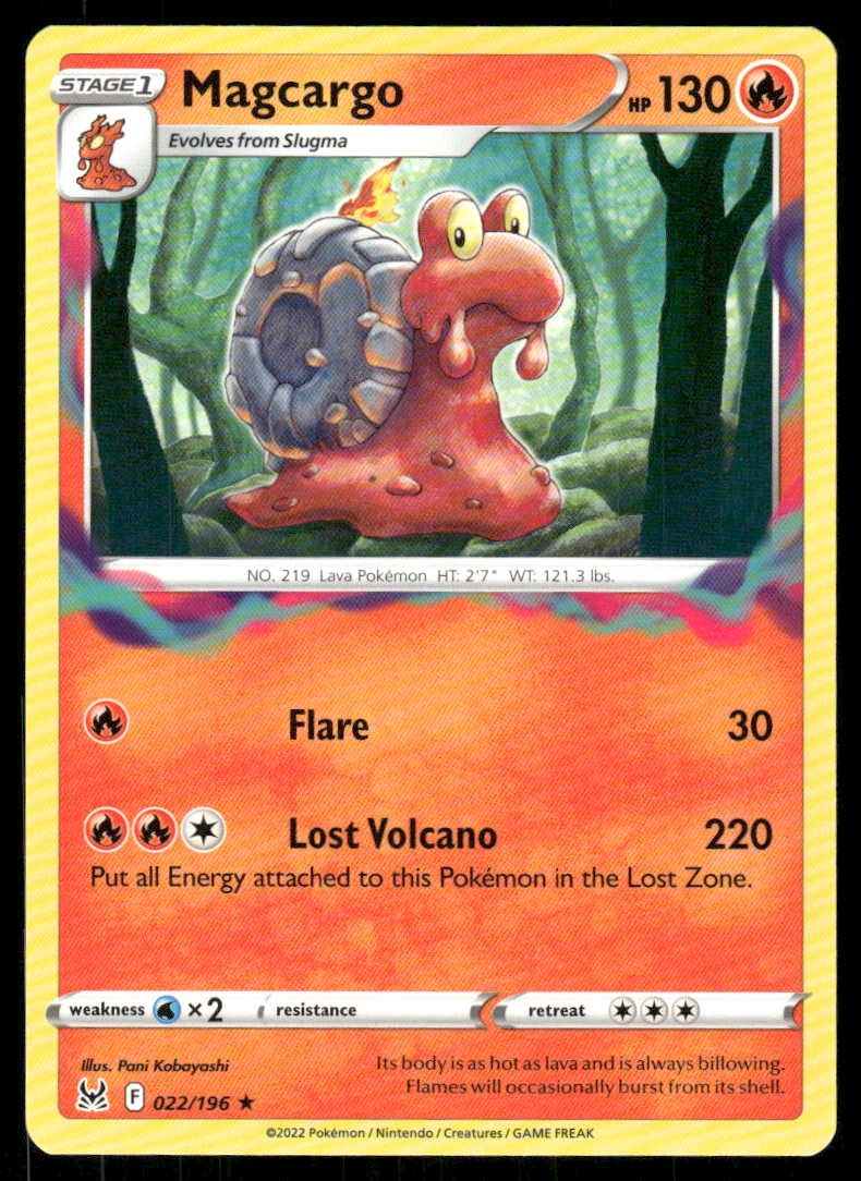 POKEMON MAGCARGO ORIGINE PERDUTA 022/196 R QUASI NUOVO/M