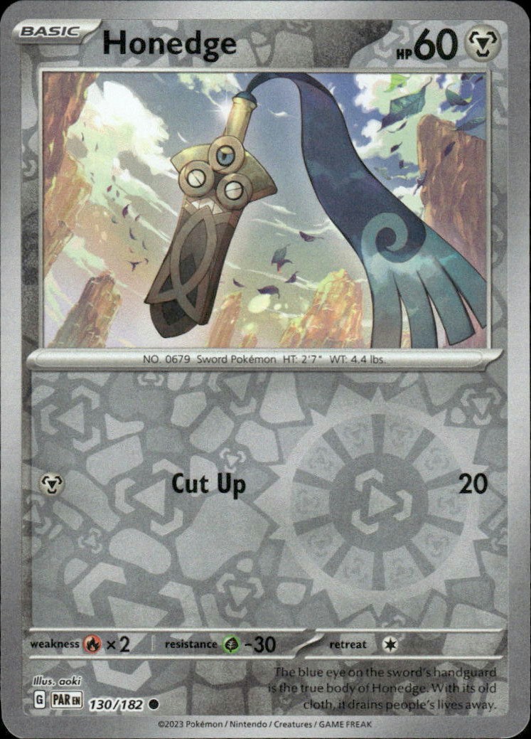 Honedge Paradox Rift 130/182 Common Reverse Holo Pokémon — English NM