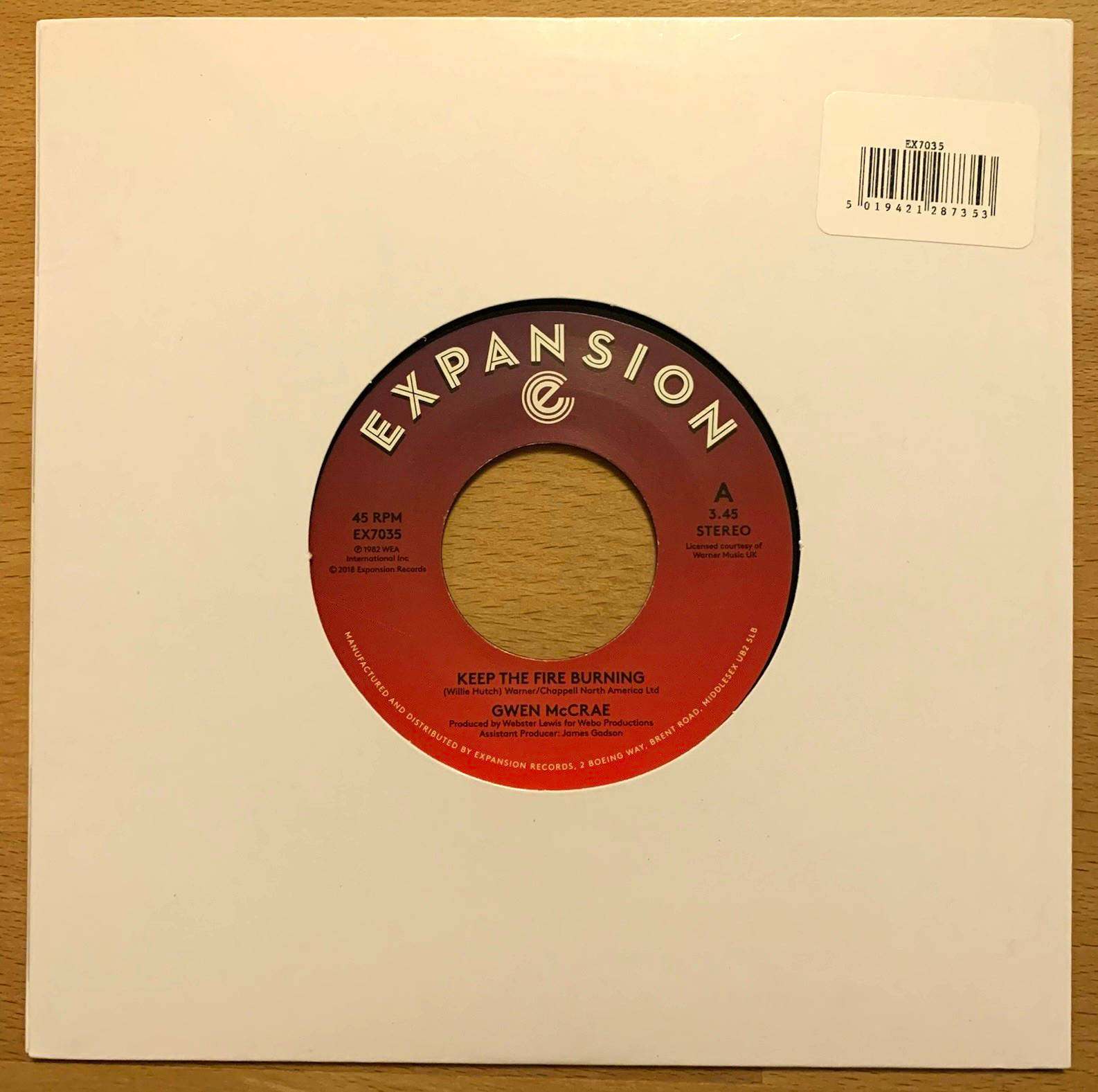Expansion Gwen McCrae Keep The Fire Burning/Funky Sensation 7inch 2018 EX7035