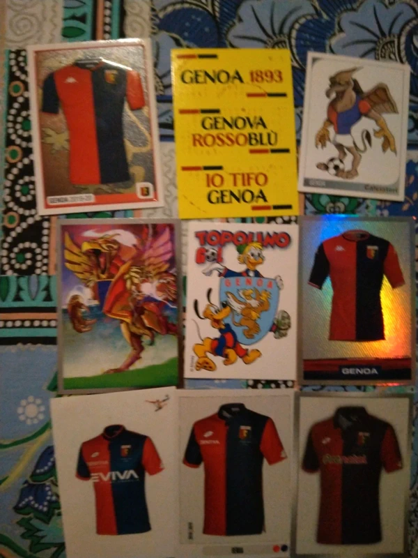 9 maglie mascotte genoa figurine panini calciatori