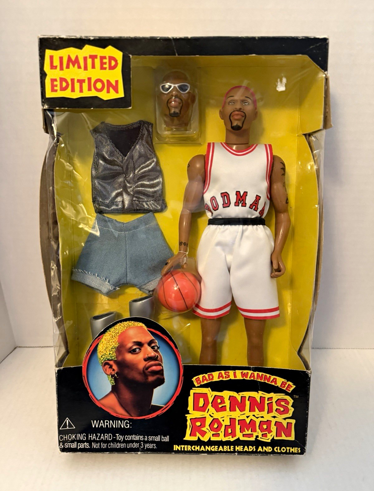 Street Players Bad As I Wanna Be Dennis Rodman Action Figure w/ Ball & Heads