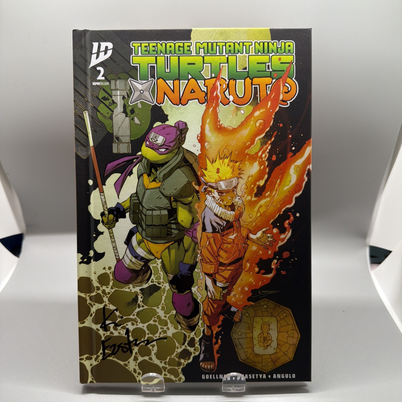 TMNT Naruto #2 IDW copertina rigida libro variante Jimenez Kevin Eastman firmato certificato di autenticità