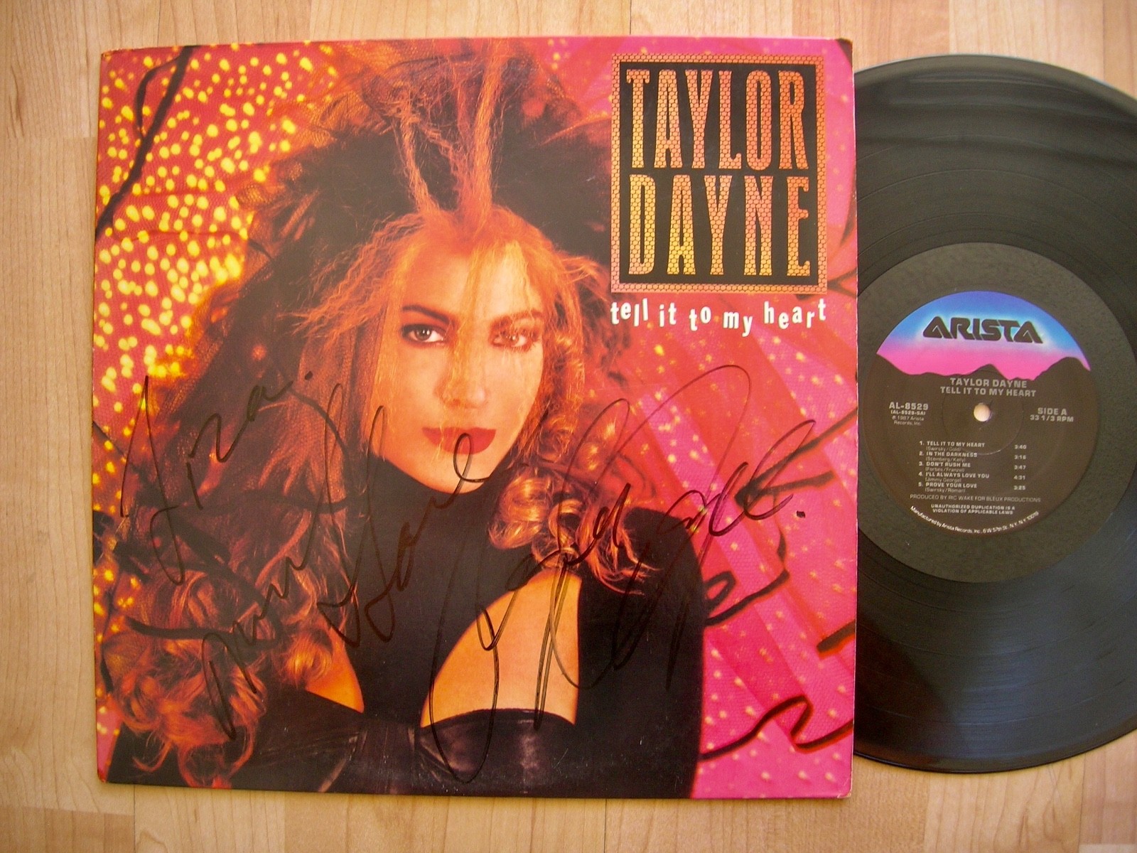 TAYLOR DAYNE tell it to my heart Arista  orig 1987 SIGNED rare  EX