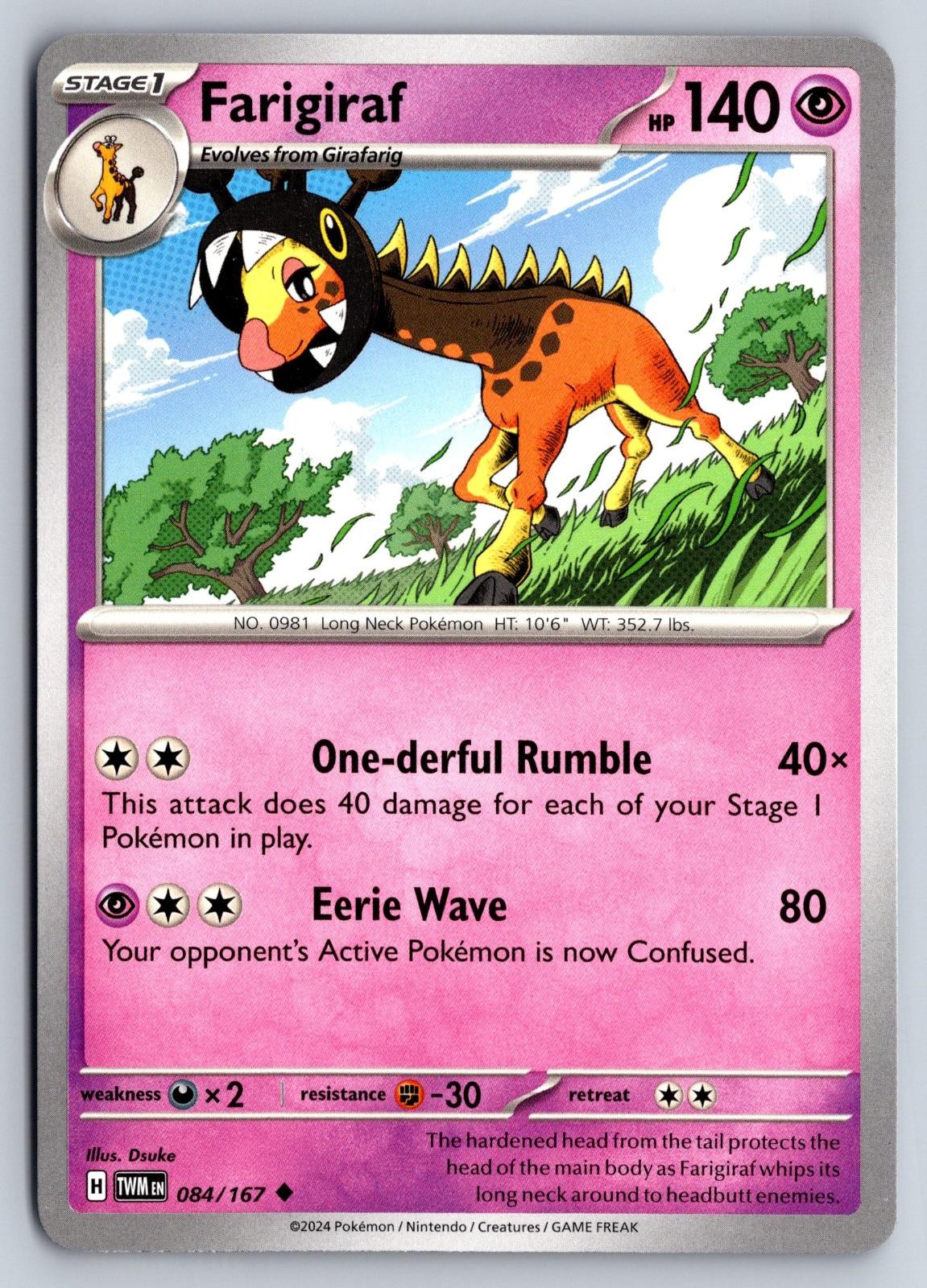 Farigiraf 084/167 Maschera del Crepuscolo Pokemon Duke