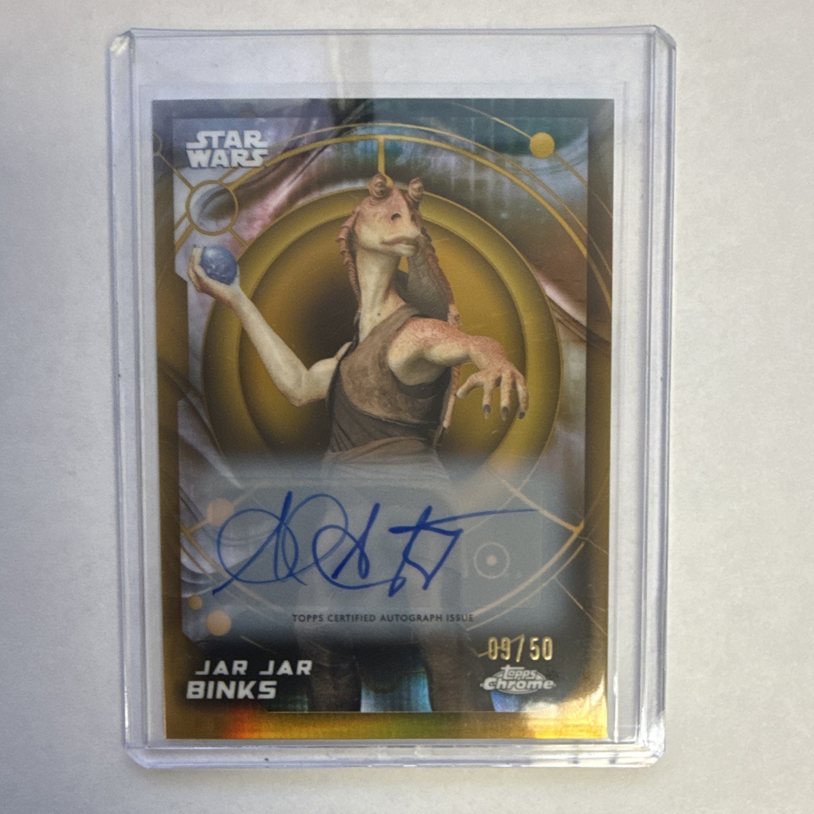 Topps 2026 Chrome Star Wars Jar Jar Binks Ahmed Best Auto #164 Gold /50