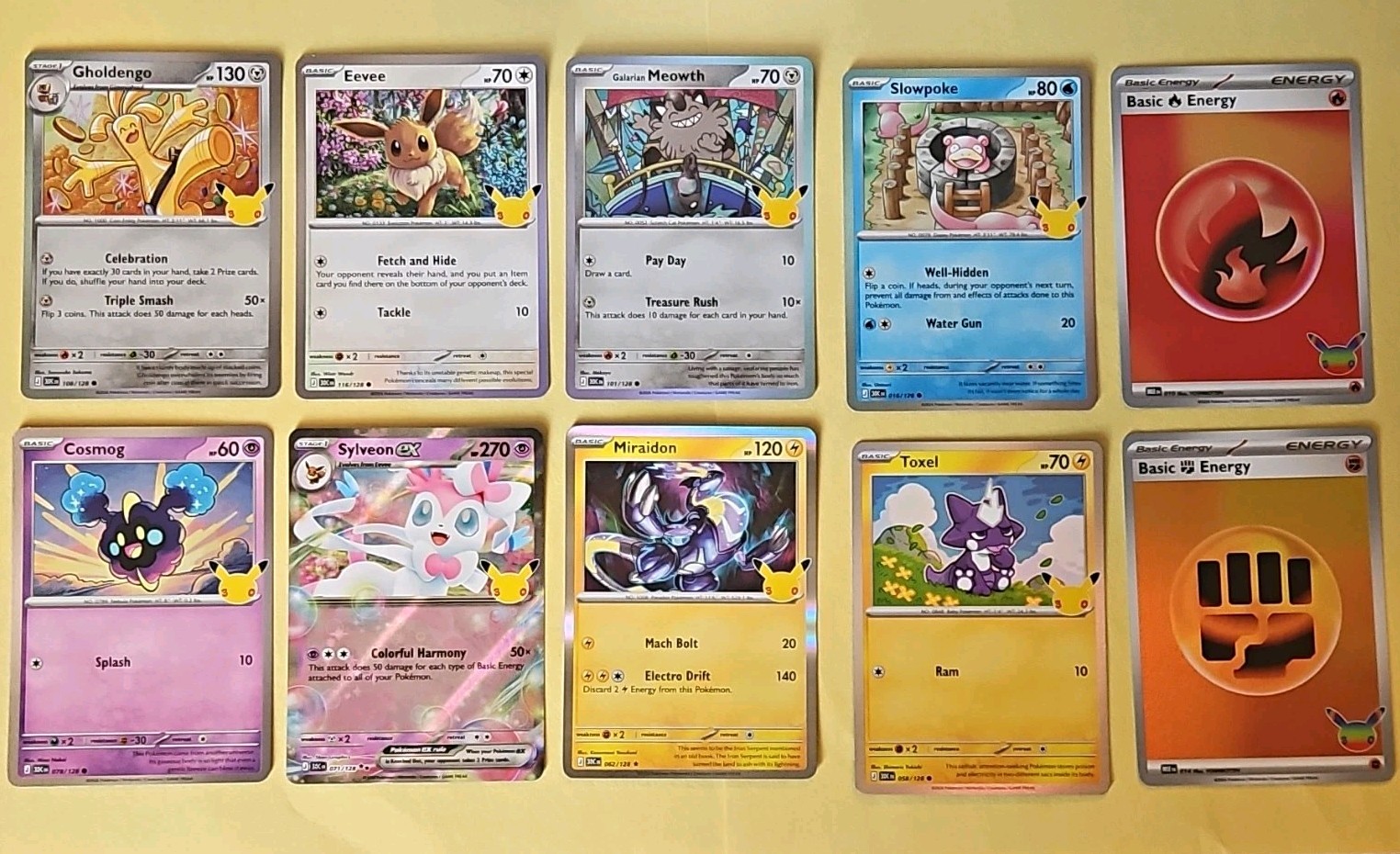 Pokemon 30th Celebration 10 Card Lot HOLO EEVEE SYLVEON MEOWTH SLOWPOKE *MINT*