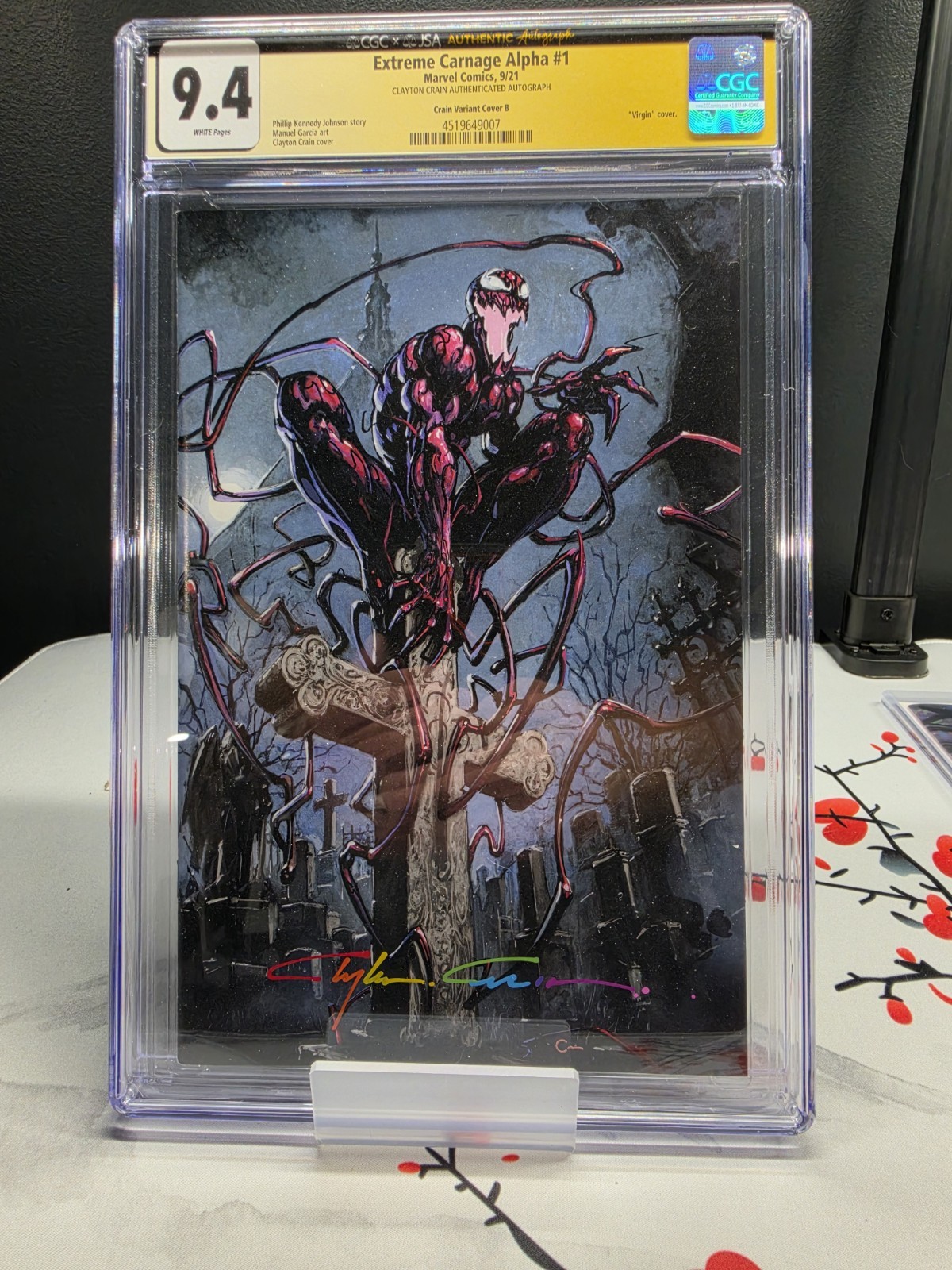 Extreme Carnage Alpha #1 CGC 9.4 SS firmato Clayton Crain Virgin Variant Ltd 600