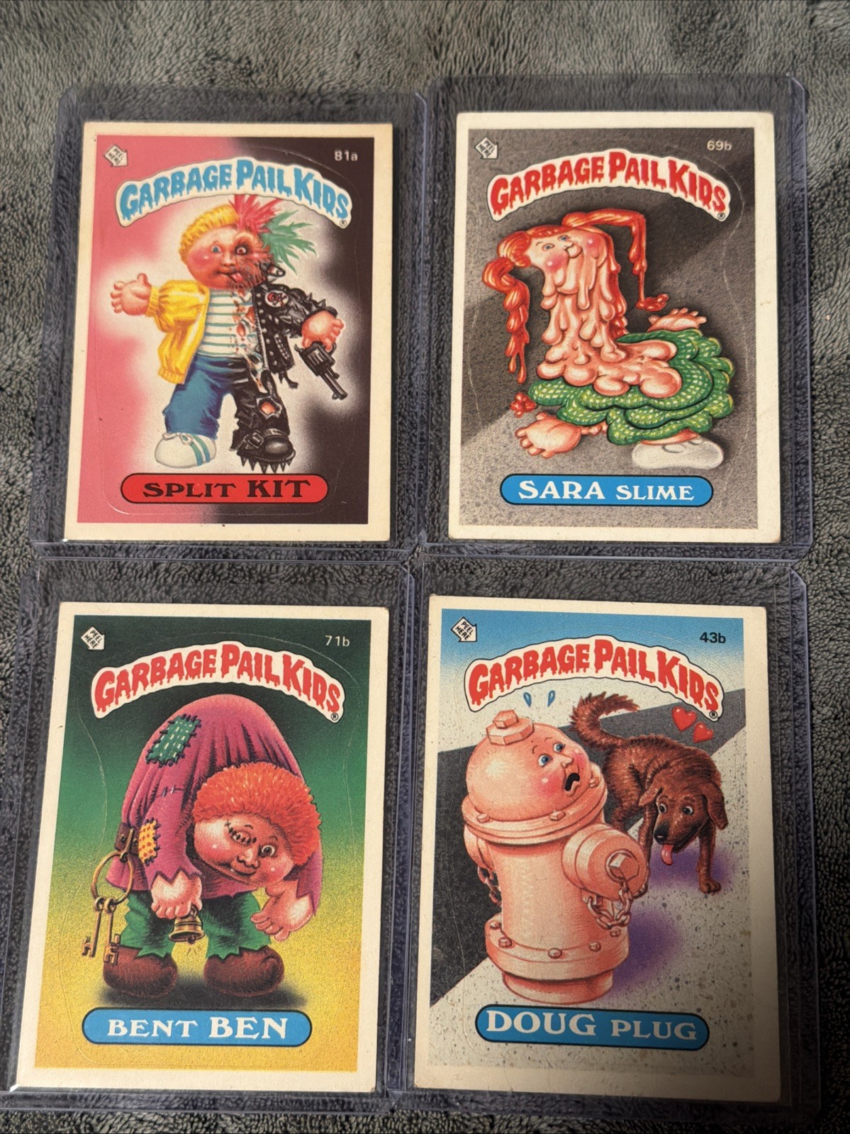 Lotto di 4 secchielli spazzatura vintage 1985 serie bambini Sara, Kit, Ben, Doug