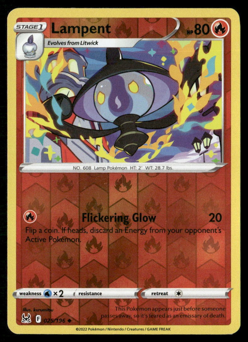 Lampent 025/196 Pokemon Origine Perduta Non Comune Holo Inverso Giocato Leggermente
