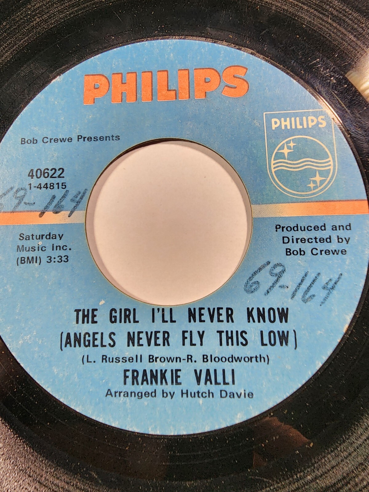 FRANKIE VALLI The Girl I'll Never Know 45 7" POP 1969 Philips VG F41