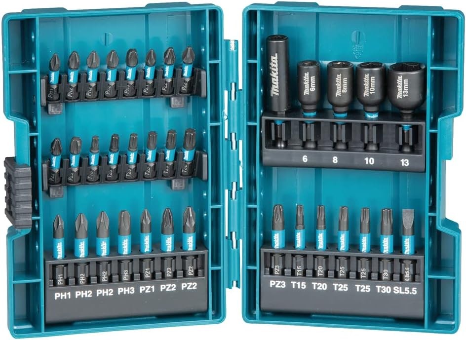 Set di punte e bussole per avvitatori a percussione Makita B-66880, 35 pezzi
