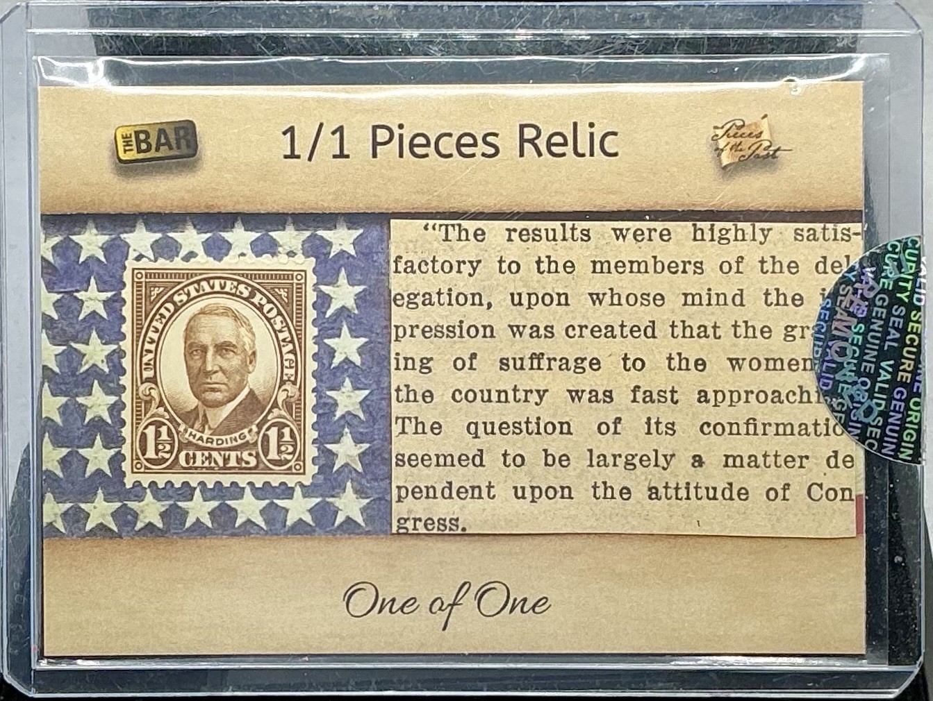 2020 Pezzi Del Passato Warren G. Harding Francobollo Vintage E Notizie Reliquia 1/1