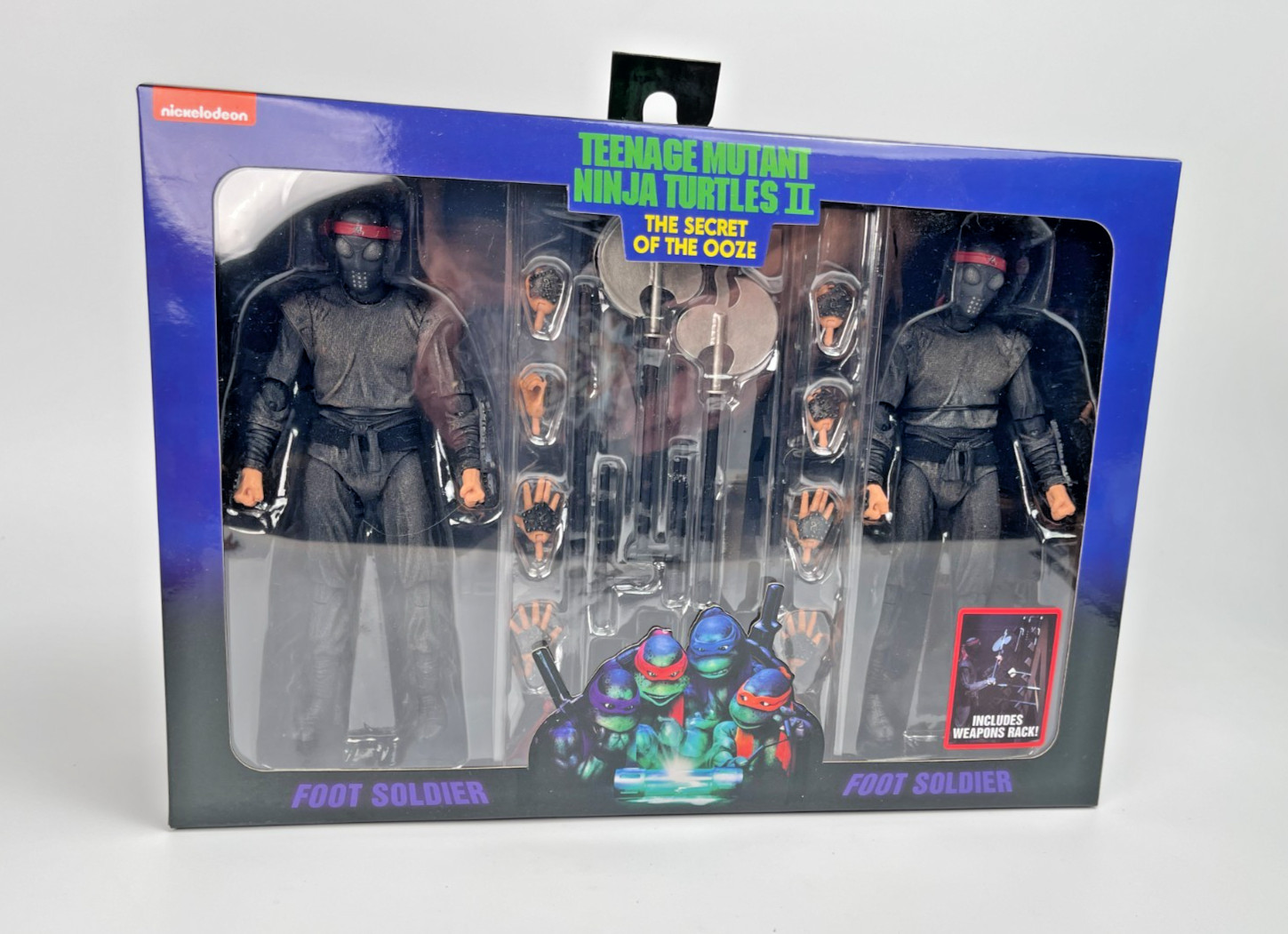 TMNT NECA Teenage Mutant Ninja Turtles II Secret of the Ooze Foot Soldier confezione da 2