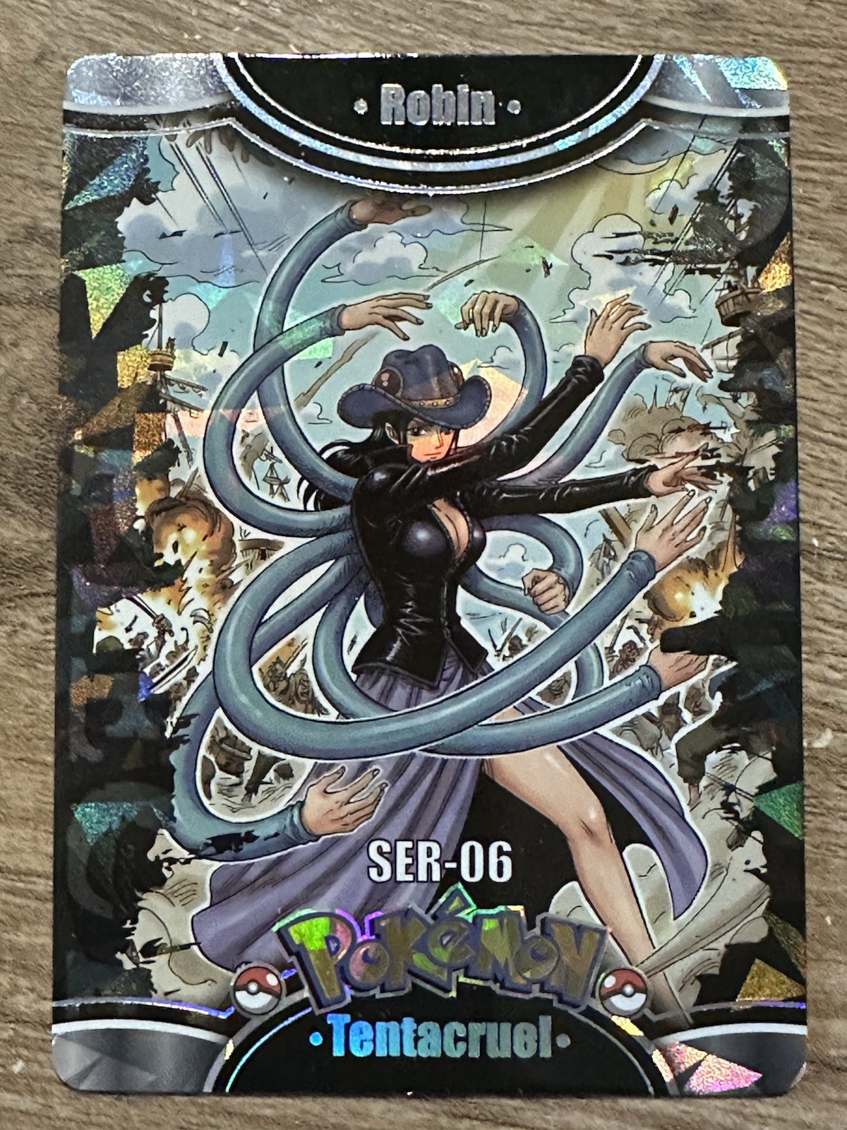 Tentacruel X Robin pezzo unico SER-06 ventaglio arte Colab