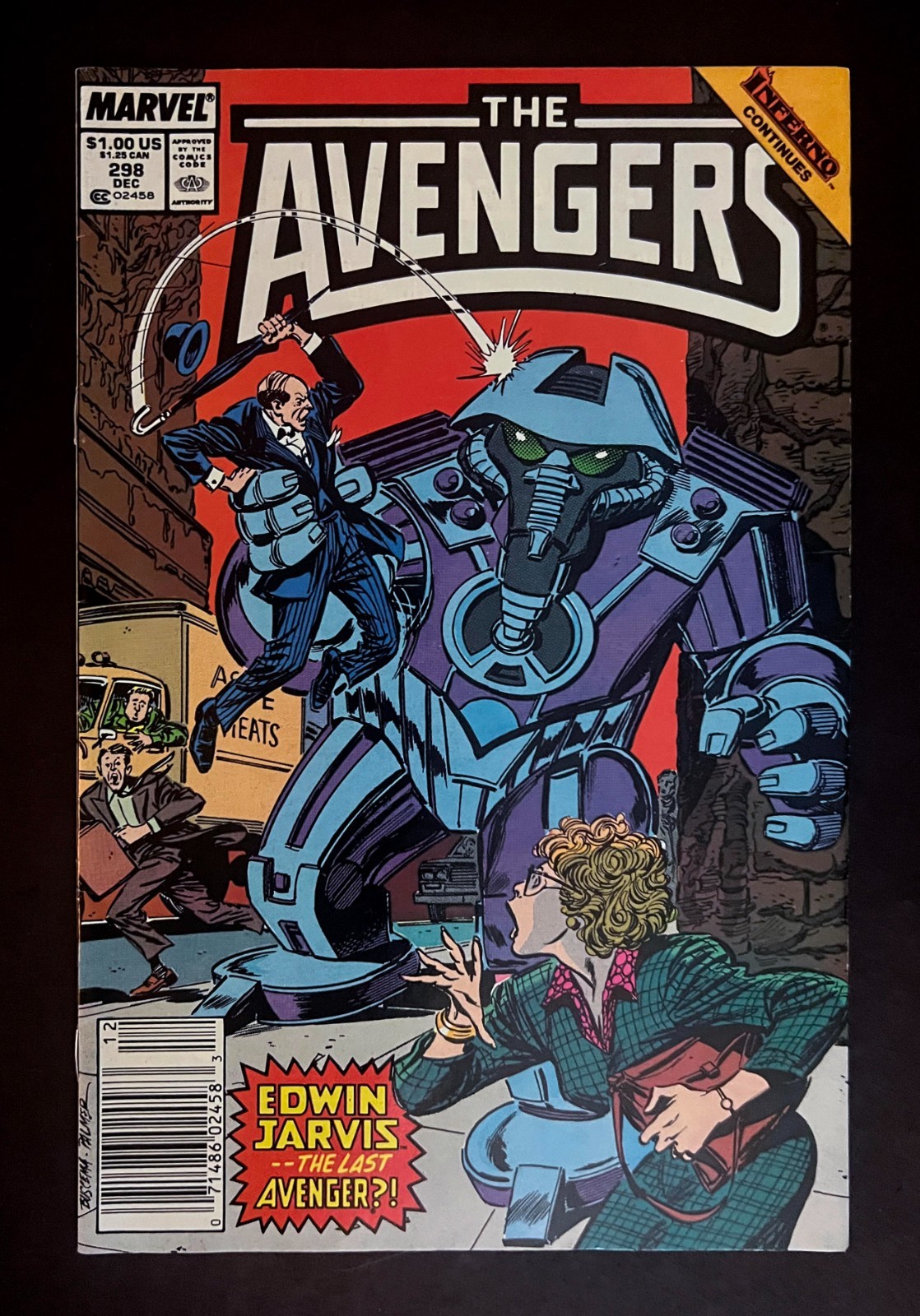 AVENGERS #298 Newsstand "Edwin Jarvis, The Last Avenger?" Marvel Comics 1988