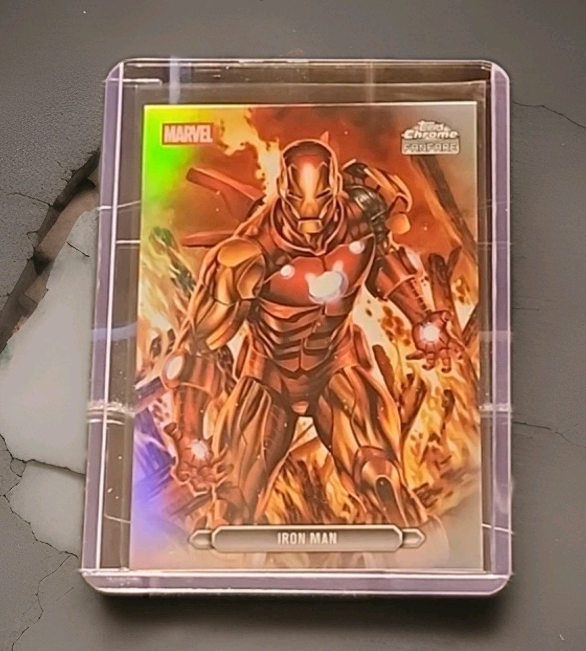Topps 2026 Topps Chrome Marvel Comics Iron Man FF-22 scheda inserto fanfara