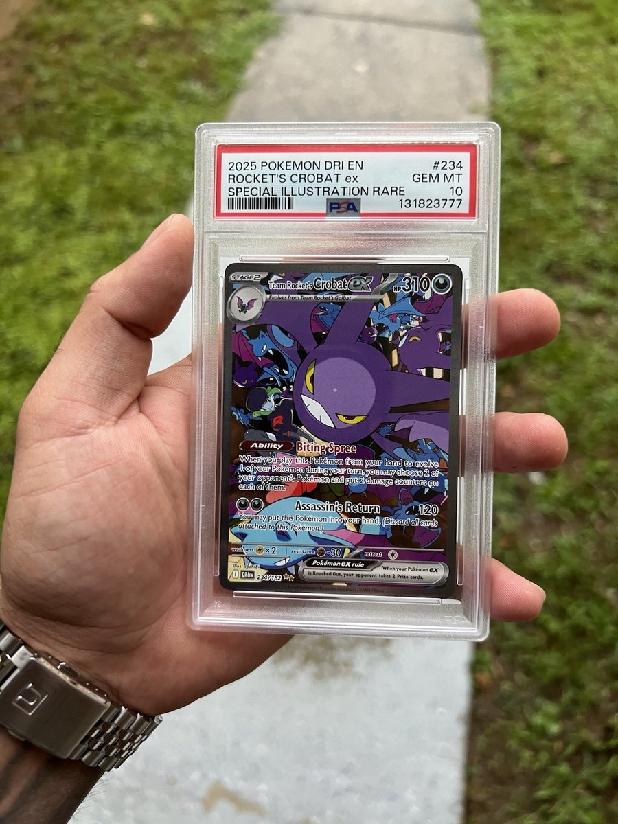 2025 Pokemon TCG SV10 Rivali Destinati Team Rocket's Crobat ex 234/182 SIR PSA 10