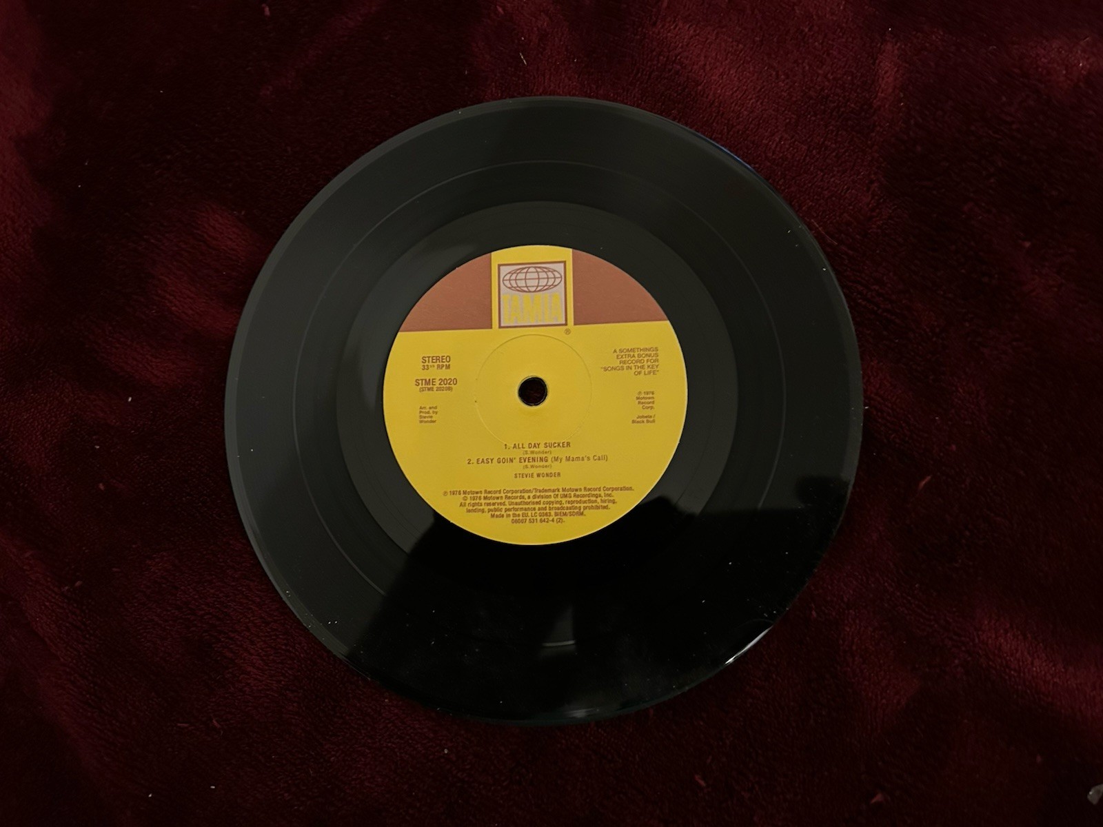 Stevie Wonder Vinyl 45 w/ All Day Sucker w/ Minimal Play