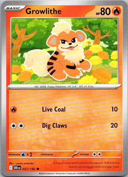 2025 Growlithe 027/182 Common Destined Rivals Pokemon