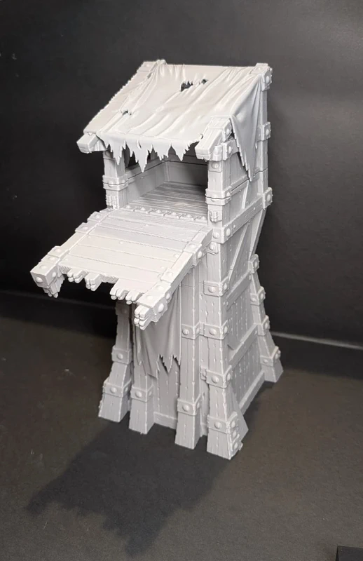 damaged siege tower – 28mm fantasy wargame tabletop scenery
