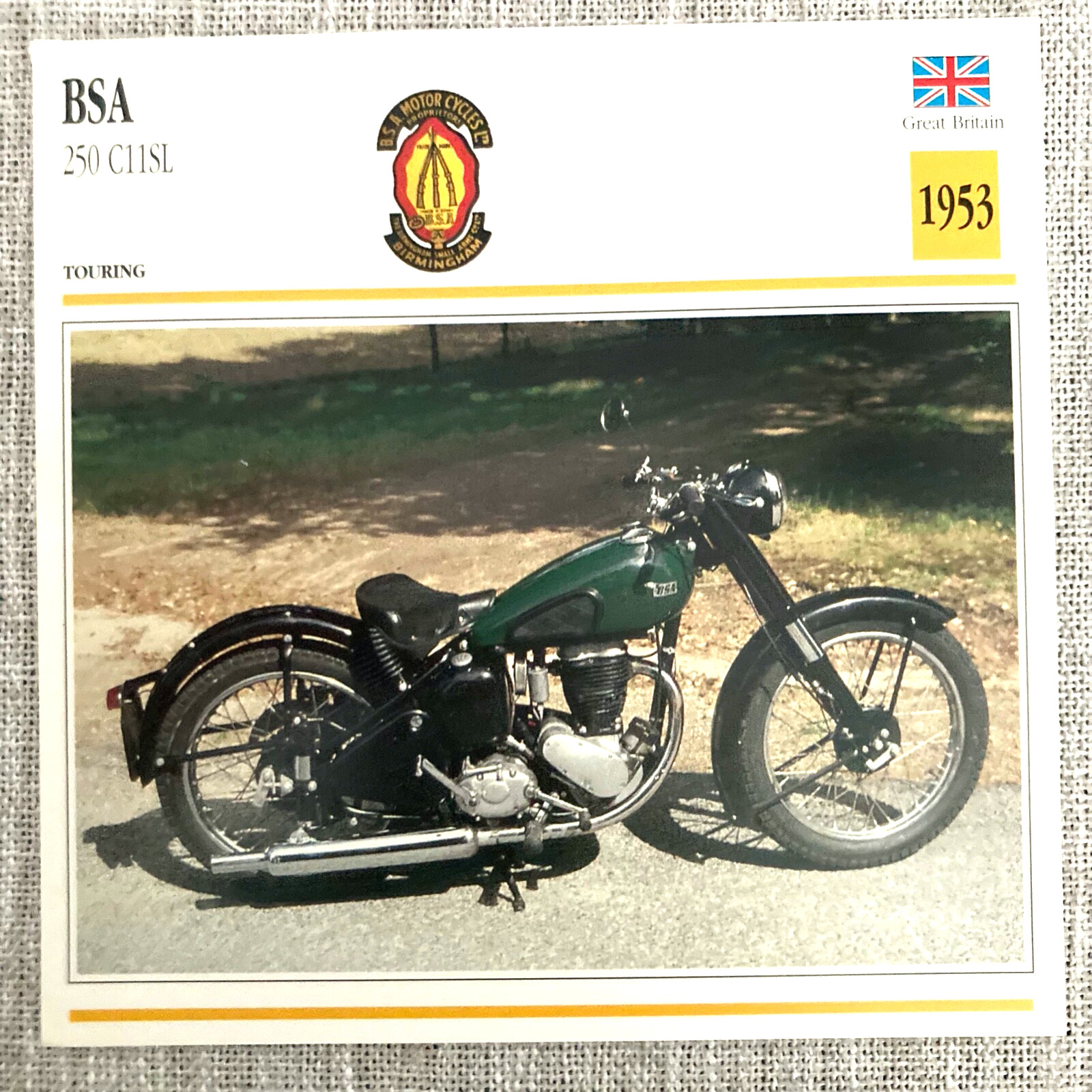 BSA 250 C11SL 1953 Great Britain Edito Service Atlas Motorcycle Card