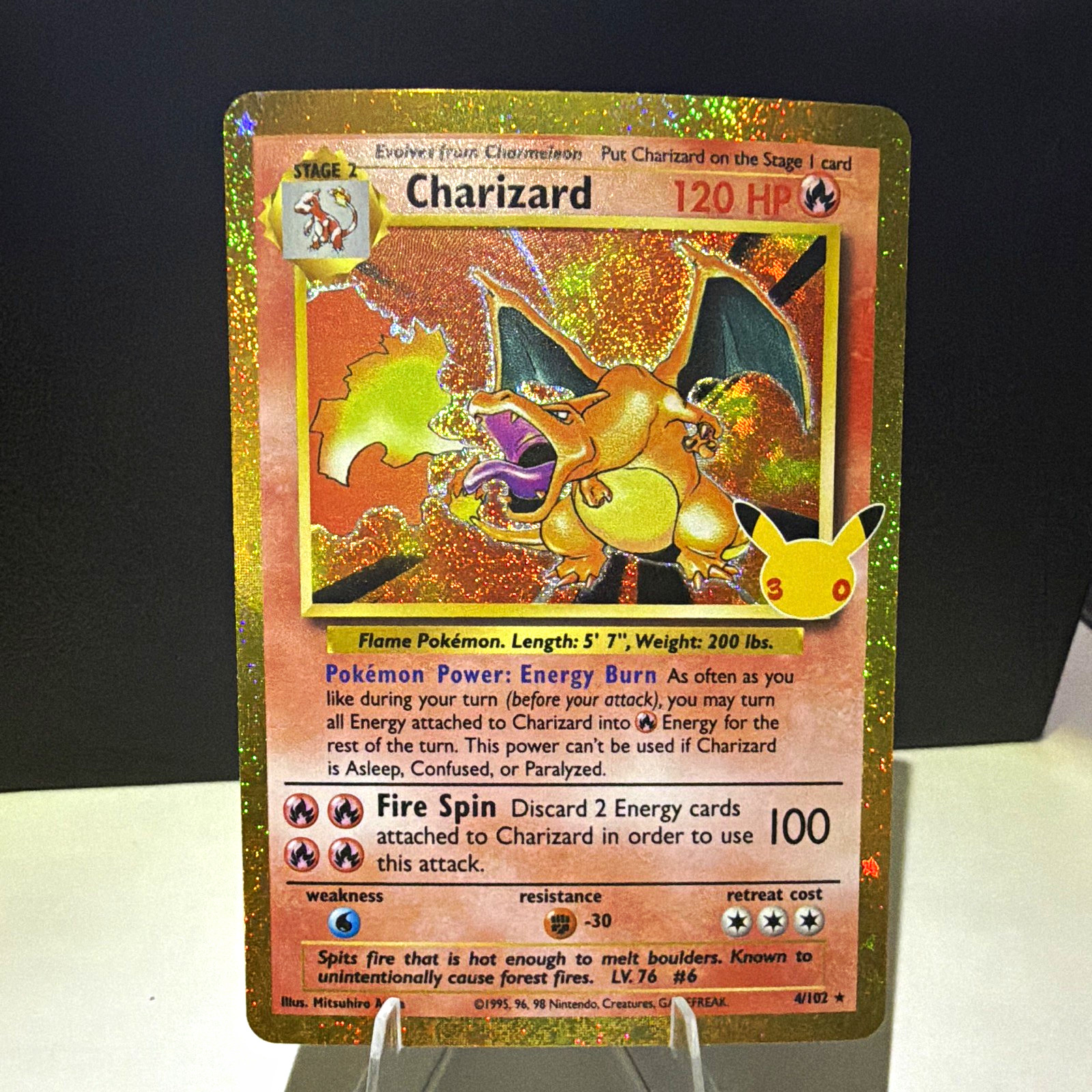 Pokemon TCG Charizard 4/102 Set Base Holo Raro Holo EN 1999 120HP