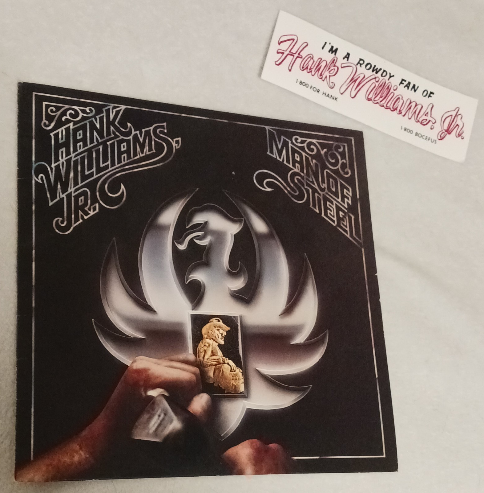 Hank Williams Jr. Man of Steel LP 12" Black Vinyl Curb 23924-1 Country