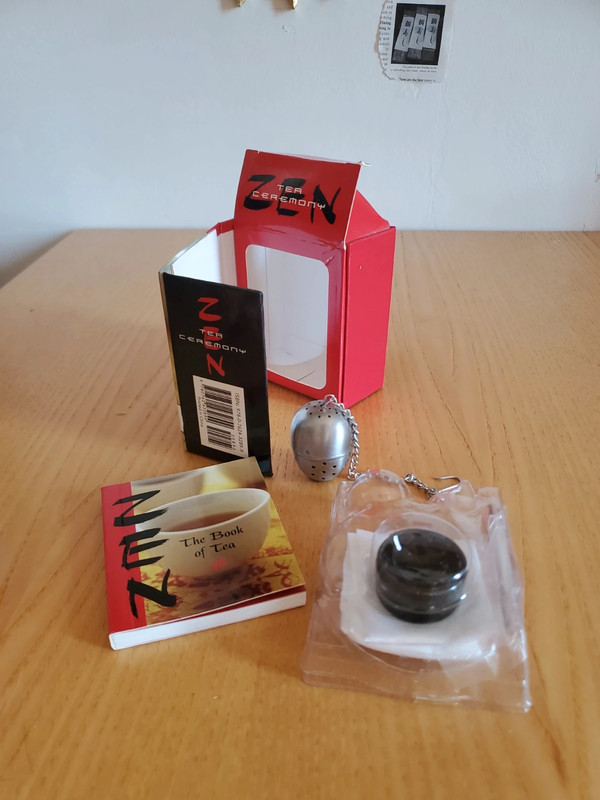 Mini set per cerimonia del tè zen, con libricino e infusore