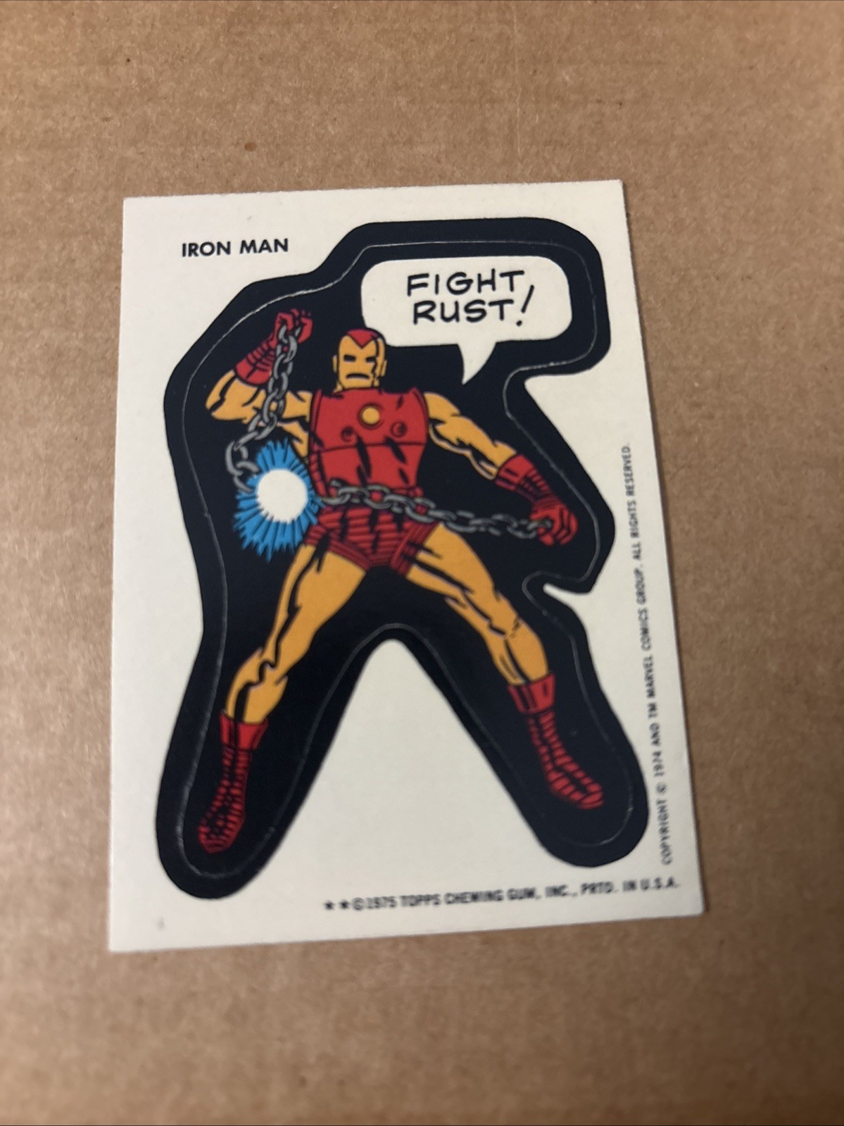 1975 Topps Marvel Comic Book Heroes Iron Man Adesivo Rookie Card
