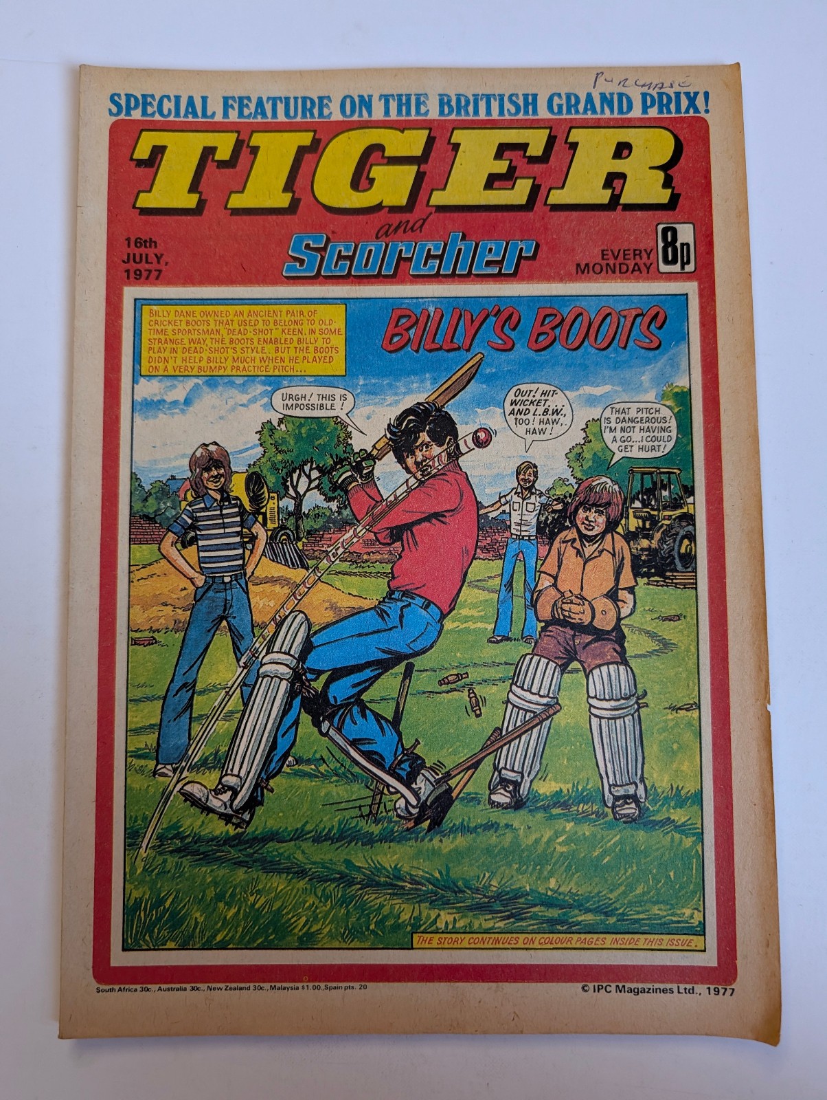 Tiger and Scorcher Comic 16th July 1977, IPC Magazines Ltd.