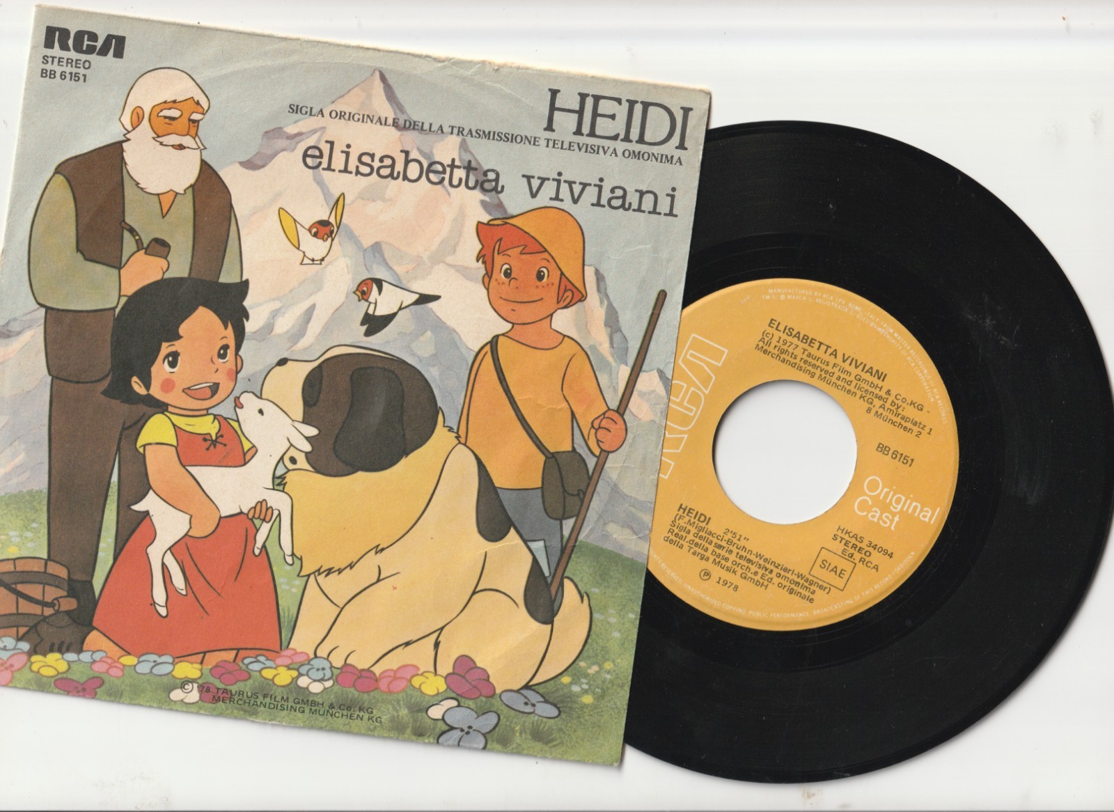 SIGLA TVHEIDI-CRISTINA D'AVENA HEIDI+1  45 GIRI ITALY 1978