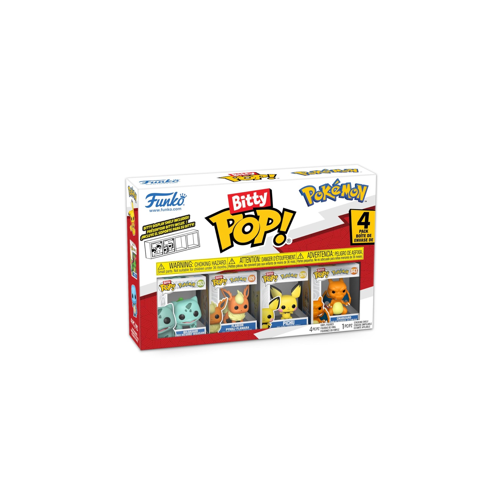POP Funko Bitty 4 Pack: Pokémon - Bulbasaur,Flareon,Pichu & Charizard Gadget